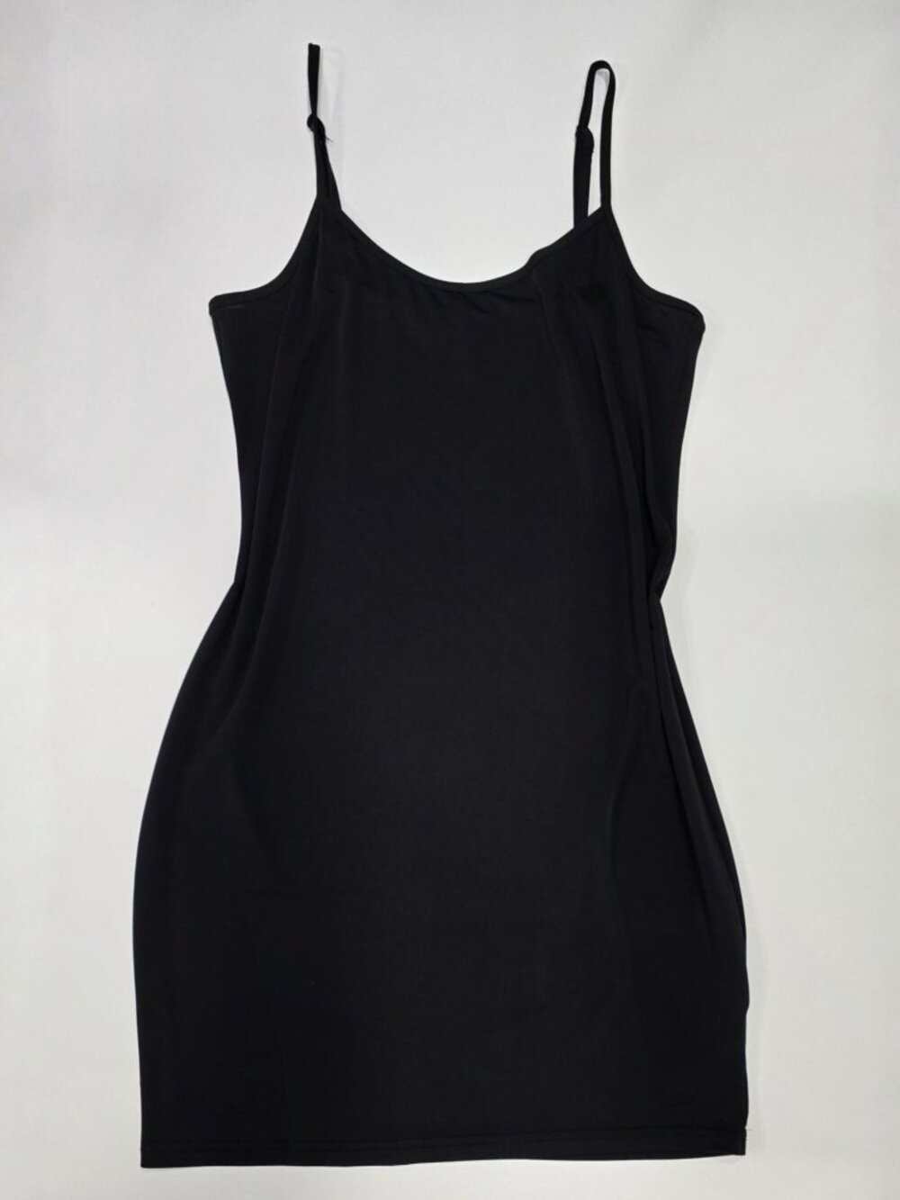 Bebe ✦ Adjustable Strap Mini Dress ✦ Black Chic Fitted Slip Silhouette Size M - Picture 7 of 9